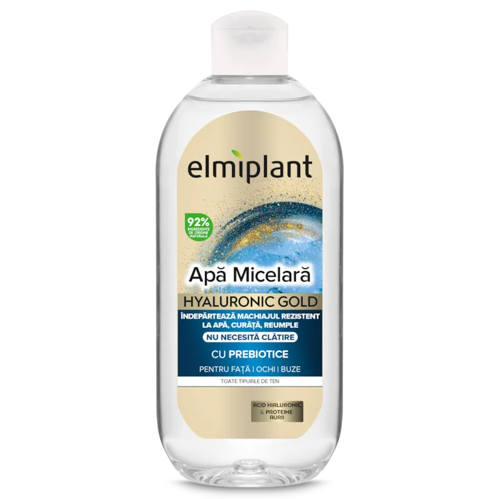 Apa Micelara Elmiplant Hyaluronic Gold Pentru Fata, Ochi Si Buze Cu Prebiotice 400 Ml