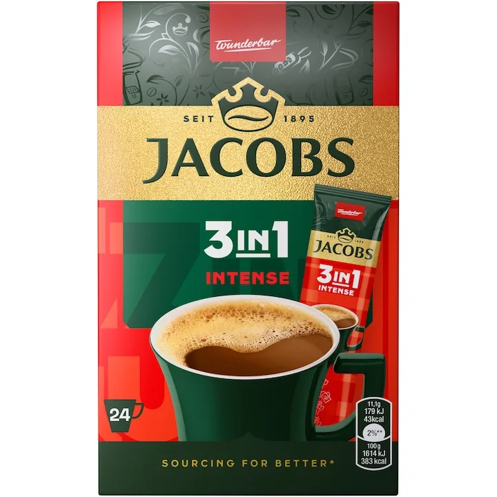 Jacobs 3In1 Intense Mix Cafea Instant 24 Plicuri X 11.1 G