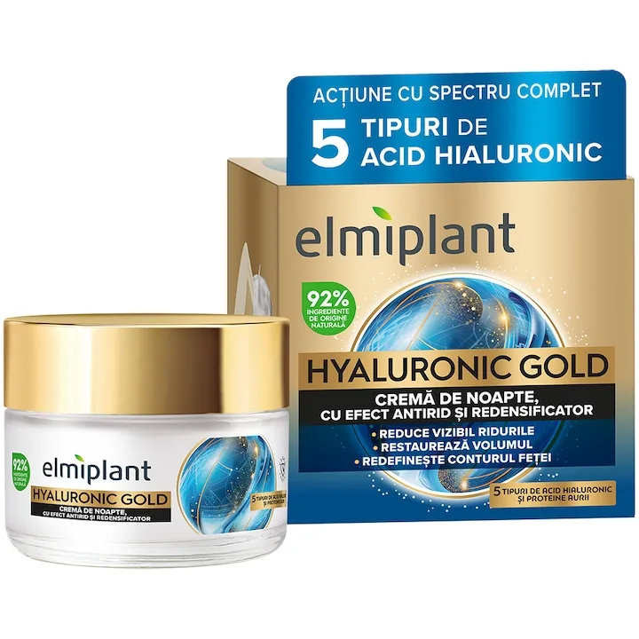 Crema De Noapte Anti-Rid Elmiplant Hyaluronic Gold 50 Ml