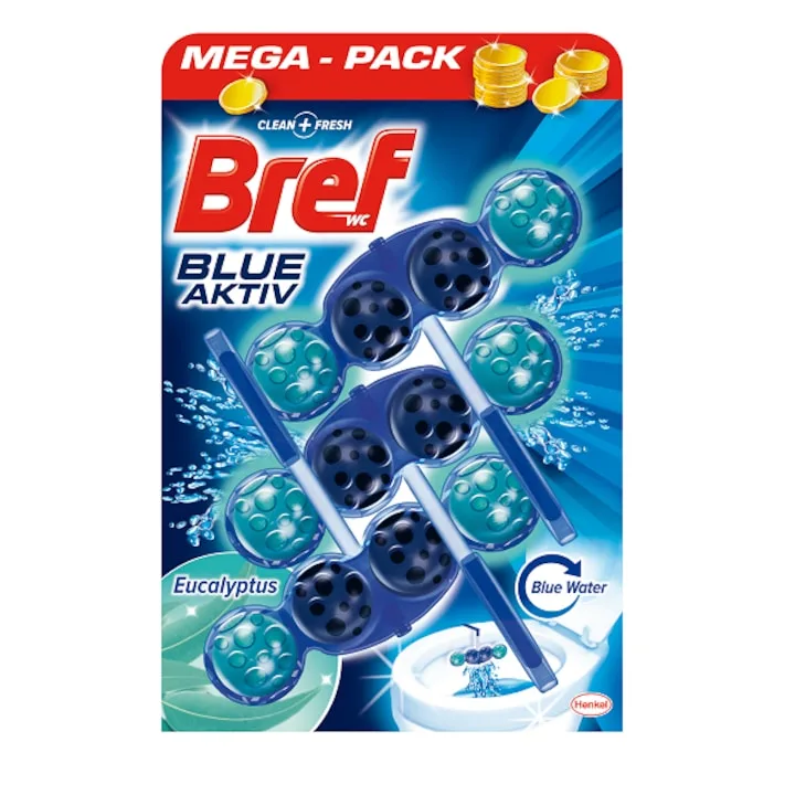 Bref Blue Aktiv Eucalypt Odorizant Toaleta 3X50G