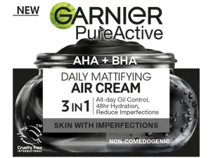 Garnier Pure Active Aha+Bha Charcoal Mattifying Daily Cream – Crema Matifianta Cu Textura Gel, 50 Ml