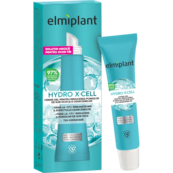 Crema-Gel Pentru Reducerea Pungilor De Sub Ochi Si A Cearcanelor Elmiplant Hydro-X-Cell, 15 Ml