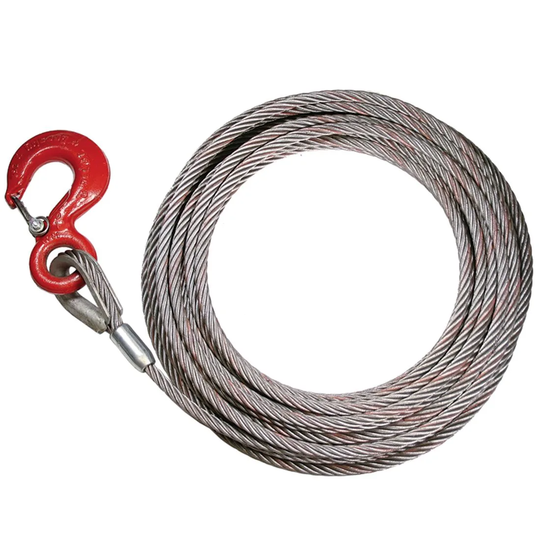 Cablu pentru troliu otelit Ø 12mm – 30m cu carlig culisant