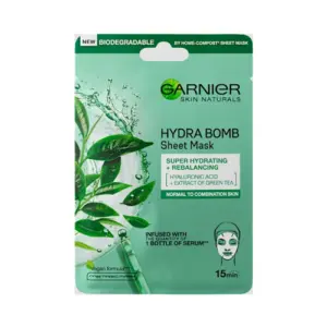 Masca Servetel Garnier Skin Naturals Hydra Bomb Cu Acid Hialuronic Si Ceai Verde