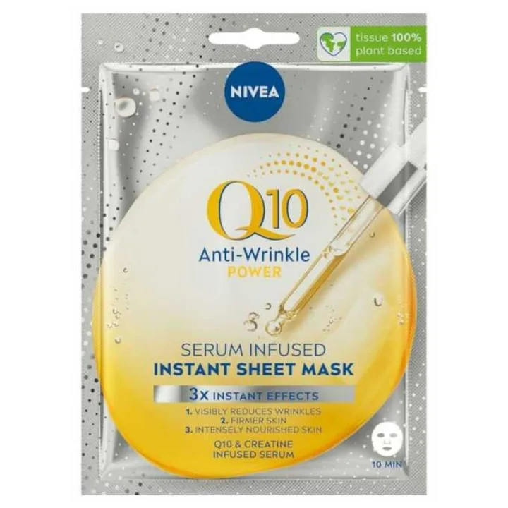 Masca Servetel Anti-Rid Nivea Q10 Power Infuzata Cu Ser 1 Buc