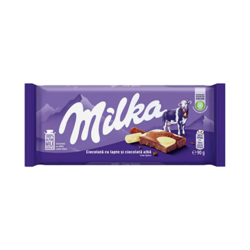 Milka Ciocolata Lapte Alpin Si Ciocolata Alba 90 G