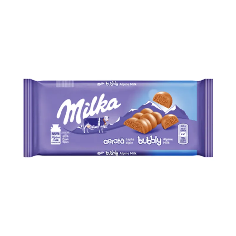 Milka Ciocolata Aerata Cu Lapte Si Crema Lapte 90 G