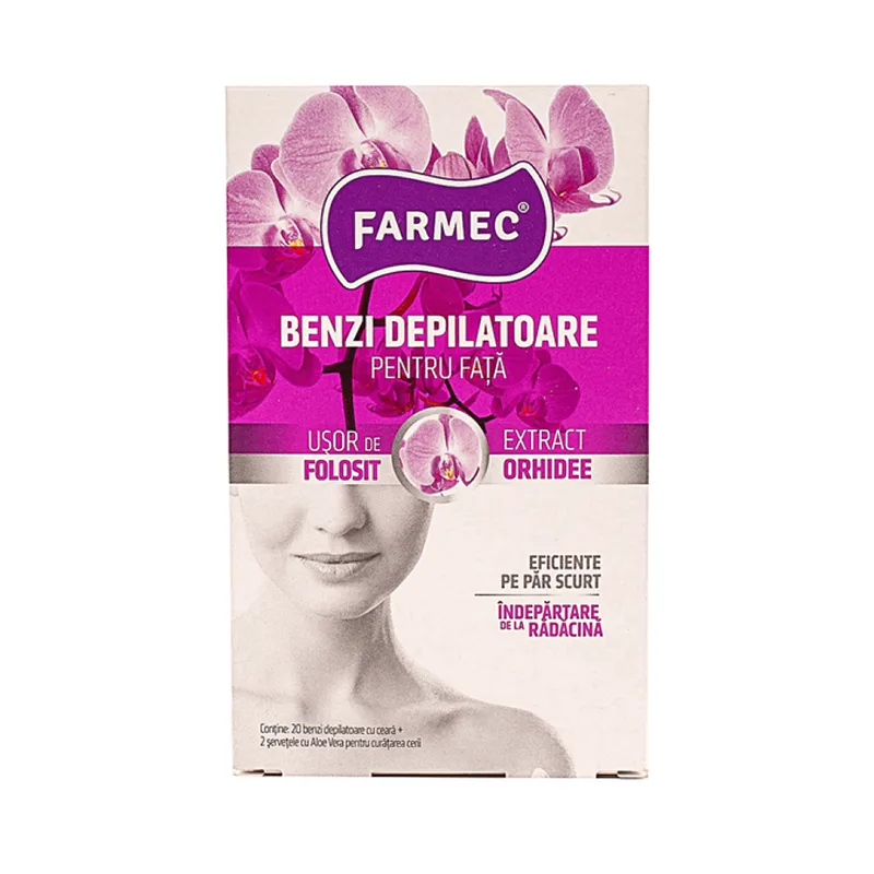 Farmec Benzi Depilatoare Pentru Fata Extract De Orhidee 20Buc