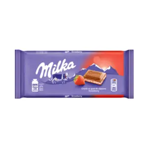Milka Ciocolata Lapte Si Crema Capsuni 100 G