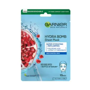 Masca Servetel Garnier Skin Naturals Hydra Bomb Cu Acid Hialuronic Si Rodie