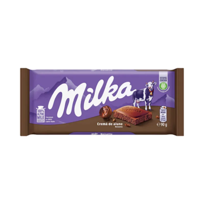 Milka Ciocolata Lapte Si Crema Alune 90 G