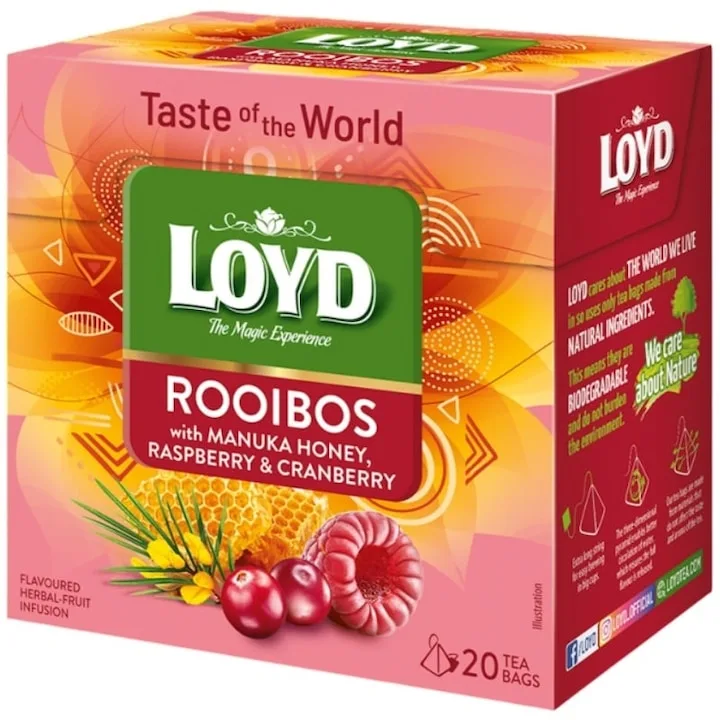 Ceai Rooibos Cu Zmeura, Merisoare Si Miere De Manuka Loyd, 34 G