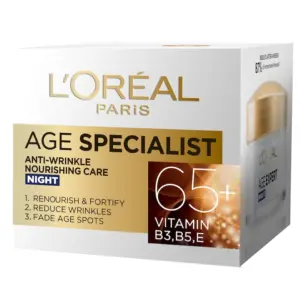 Crema Antirid L’Oréal Paris Age Specialist 65+ De Noapte, 50 Ml