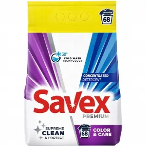 Detergent rufe automat pudra Savex Premium Color Care 68 spalari 5.5KG