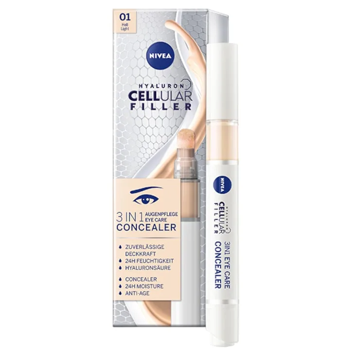 Corector Hidratant Pentru Zona Ochilor Nivea Cellular 3-In-1 Nuanta Deschisa, 4 Ml
