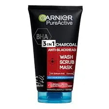 Gel De Curatare Pentru Fata 3-In-1 Garnier Pure Active Intensive Charcoal Pentru Ten Gras Cu Imperfectiuni, 150 Ml