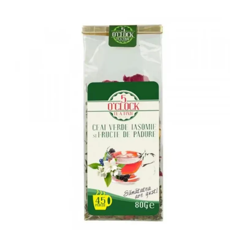 5 O Clock Tea Ceai Verde Iasomie Si Fructe De Padure 80 G