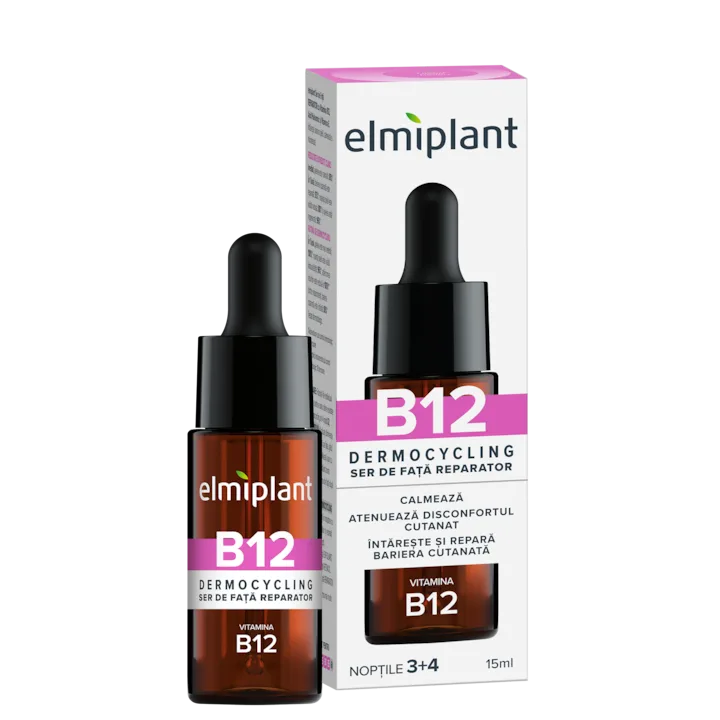 Ser Pentru Fata Reparator Elmiplant Dermocycling Cu Vitamina B12, Acid Hialuronic Si Vitamina E, 15 Ml