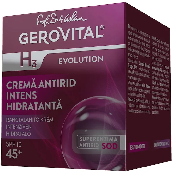 Crema Antirid Gerovital H3 Evolution Intens Hidratanta De Zi Cu Spf10, 50 Ml