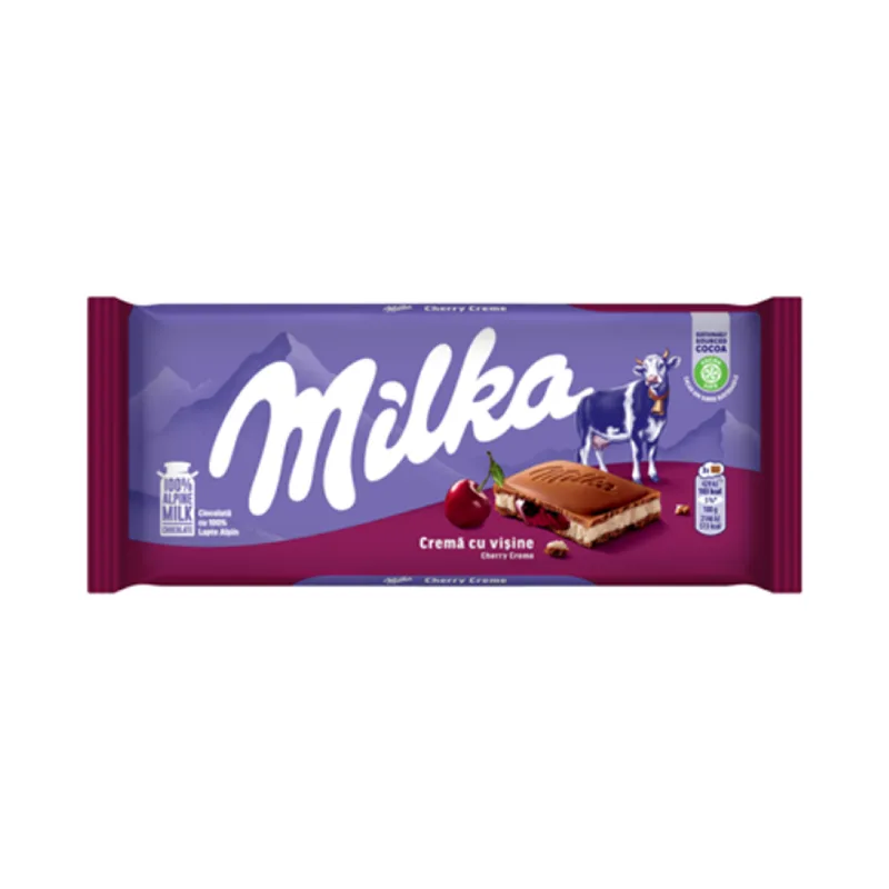 Milka Ciocolata Lapte Si Visine 100 G