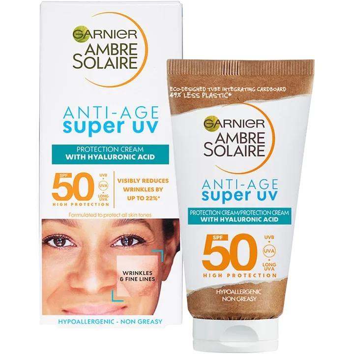 Garnier Ambre Solaire Super Uv Crema Protectoare Cu Efect Anti-Imbatranire Spf50, 50 Ml