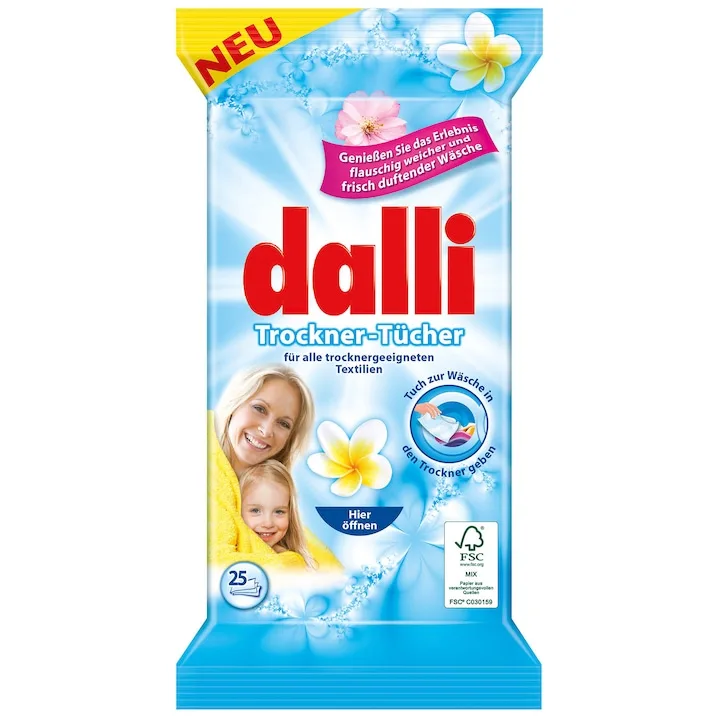 Servetele Umede Impregnate Cu Balsam Pentru Uscatorul De Rufe Dalli