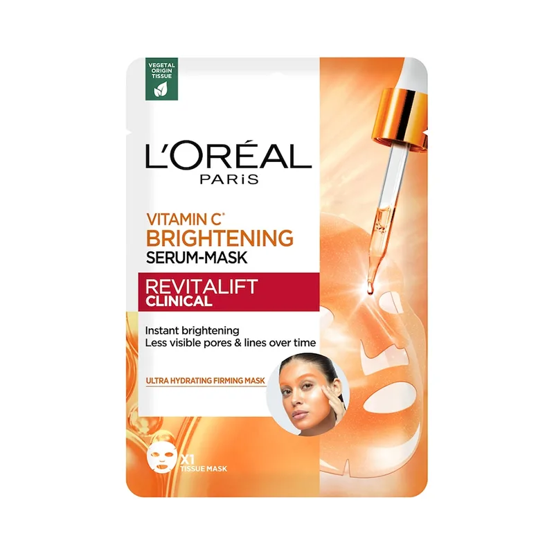Masca Servetel Cu Serum L’oreal Paris Revitalift Clinical Imbogatita Cu Vitamina C Si Acid Salicilic – Efect De Luminozitate 26G