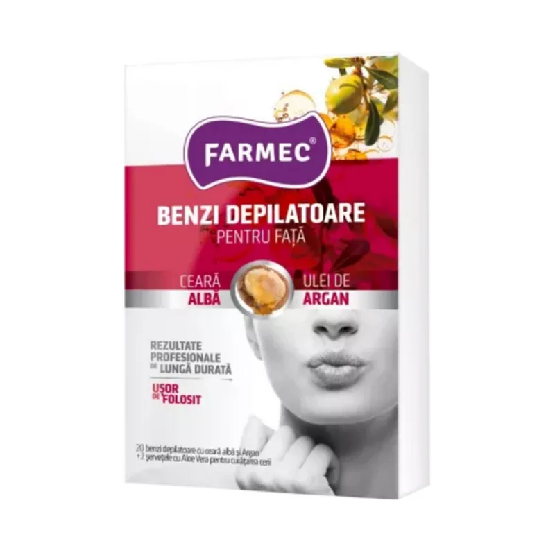 Farmec Benzi Depilatoare Pentru Fata Ulei De Argan 20 Buc