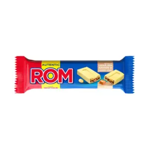 Rom Baton De Ciocolata Alba Cu Arahide Si Caramel 44 G