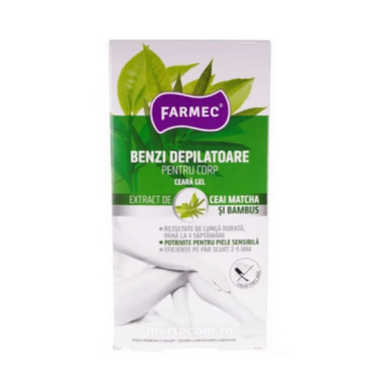 Farmec Benzi Depilatoare Pentru Corp Ceai Matcha Si Bambus 16Buc