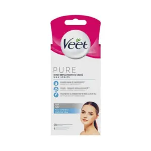 Veet Benzi Depilatoare Cu Ceara Pure Piele Sensibila Pentru Fata 20Buc
